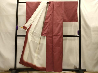 平和屋着物■上質な紬　色無地　蘇芳香色　正絹　逸品　AABK6200sx