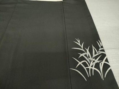 平和屋着物●十日町友禅作家　関口遼一　訪問着　童子　たたき染め　黒地　正絹　逸品　AABK6202ck