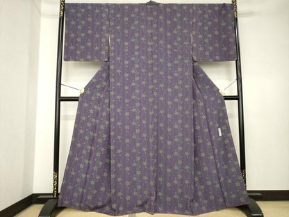 平和屋着物●上質な小紋　草花文　正絹　逸品　AABK6203ck