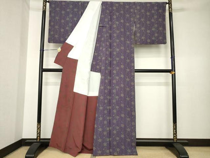 平和屋着物●上質な小紋　草花文　正絹　逸品　AABK6203ck