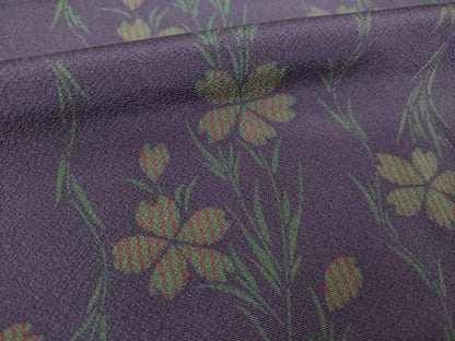 平和屋着物●上質な小紋　草花文　正絹　逸品　AABK6203ck