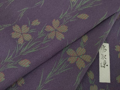 平和屋着物●上質な小紋　草花文　正絹　逸品　AABK6203ck