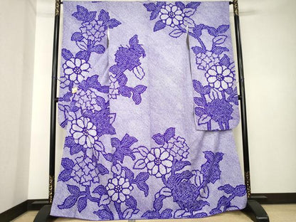 平和屋着物●豪華振袖　総絞り　草花文　正絹　逸品　AABK6206ck
