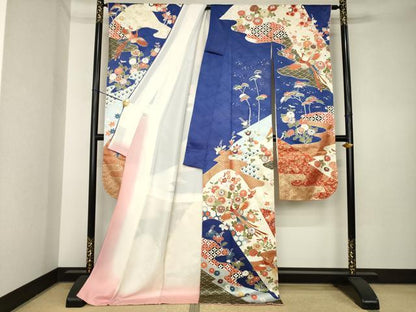 平和屋着物●豪華振袖　駒刺繍　鳳凰花文　ロング丈　正絹　逸品　AABK6209ck