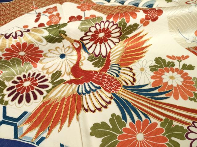 平和屋着物●豪華振袖　駒刺繍　鳳凰花文　ロング丈　正絹　逸品　AABK6209ck