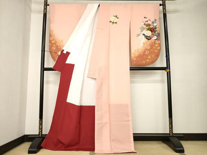 平和屋着物●小振袖　二尺袖　花車文　暈し染め　ロング丈　洗える着物　AABK6212ck