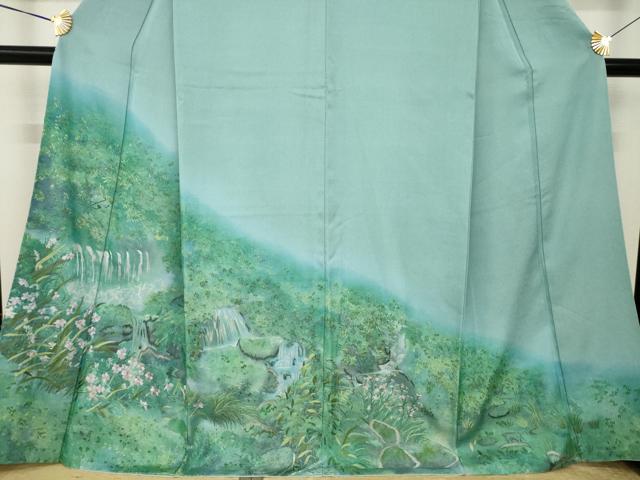 平和屋着物●訪問着　刺繍　遠山風景文　暈し染め　正絹　逸品　AABK6214ck