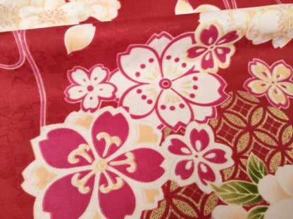 平和屋着物●小振袖　二尺袖　花丸文　洗える着物　AABK6215ck