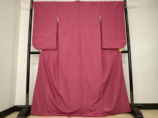 平和屋着物●小振袖　二尺袖　色無地　今様色　洗える着物　AABK6216ck