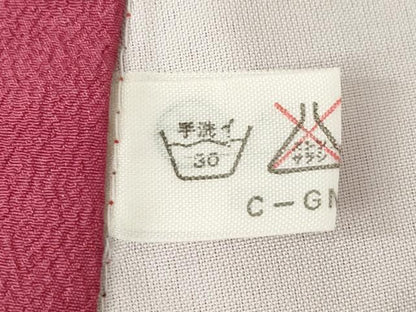 平和屋着物●小振袖　二尺袖　色無地　今様色　洗える着物　AABK6216ck
