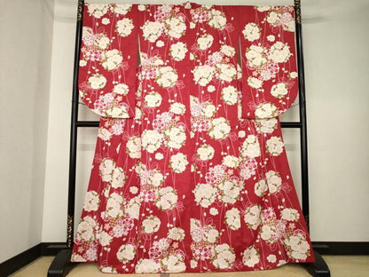 平和屋着物●小振袖　二尺袖　花丸文　金彩　洗える着物　AABK6218ck