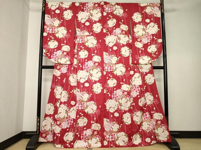 平和屋着物●小振袖　二尺袖　花丸文　金彩　洗える着物　AABK6218ck