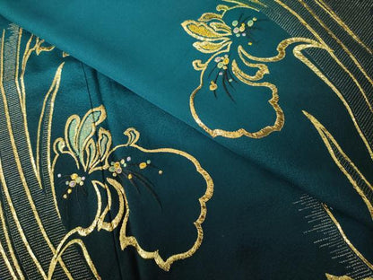 平和屋着物●豪華振袖　総刺繍　草花文　暈し染め　金糸　ロング丈　正絹　逸品　AABK6222ck