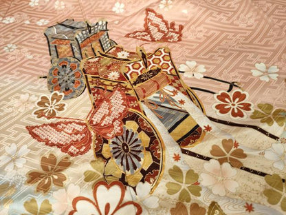 平和屋着物●豪華振袖　駒刺繍　御所車花蝶文　暈し染め　金彩　やまと誂製　正絹　逸品　AABK6224ck