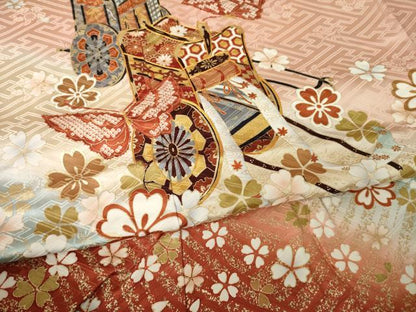 平和屋着物●豪華振袖　駒刺繍　御所車花蝶文　暈し染め　金彩　やまと誂製　正絹　逸品　AABK6224ck