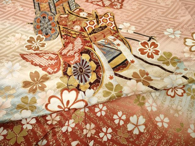 平和屋着物●豪華振袖　駒刺繍　御所車花蝶文　暈し染め　金彩　やまと誂製　正絹　逸品　AABK6224ck
