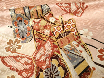 平和屋着物●豪華振袖　駒刺繍　御所車花蝶文　暈し染め　金彩　やまと誂製　正絹　逸品　AABK6224ck