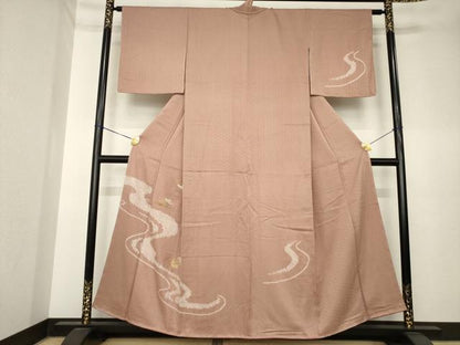 平和屋着物●訪問着　中国三大刺繍　スワトウ刺繍　汕頭刺繍　絞り　地紙重ね流水文　正絹　逸品　未使用　AABK6225ck