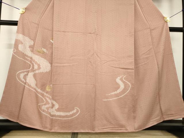 平和屋着物●訪問着　中国三大刺繍　スワトウ刺繍　汕頭刺繍　絞り　地紙重ね流水文　正絹　逸品　未使用　AABK6225ck