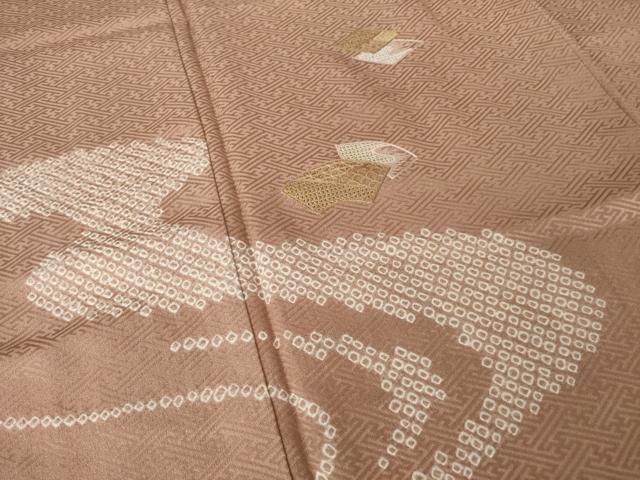 平和屋着物●訪問着　中国三大刺繍　スワトウ刺繍　汕頭刺繍　絞り　地紙重ね流水文　正絹　逸品　未使用　AABK6225ck
