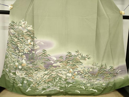 平和屋着物●豪華色留袖　友禅　風景文　正絹　逸品　AABK6232ck
