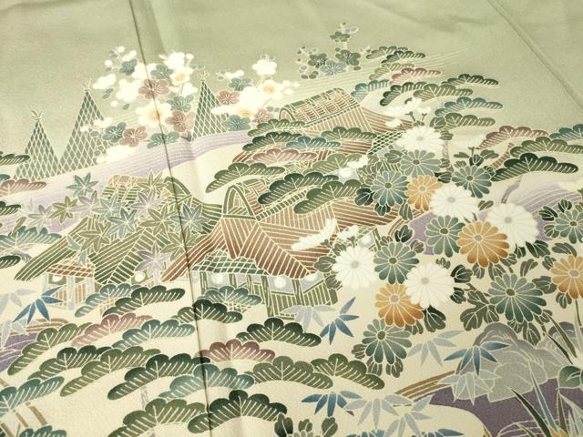 平和屋着物●豪華色留袖　友禅　風景文　正絹　逸品　AABK6232ck