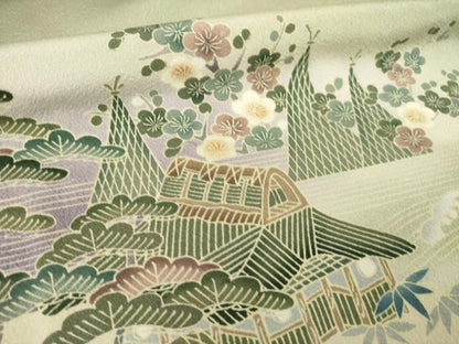 平和屋着物●豪華色留袖　友禅　風景文　正絹　逸品　AABK6232ck