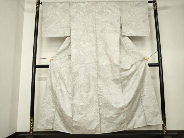 平和屋着物●上質な紬　120亀甲　松皮菱風景文　正絹　逸品　AABK6233ck
