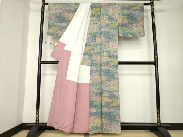 平和屋着物●上質な小紋　鮫小紋柄　風景文　正絹　逸品　AABK6237ck