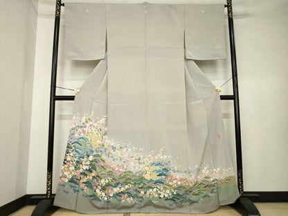 平和屋着物●十日町友禅作家　岡村蒼風　色留袖　松竹梅　ますいわ屋扱い　正絹　逸品　AABK6241ck