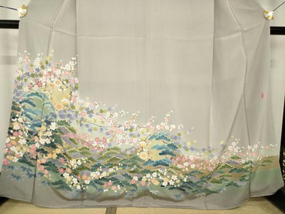 平和屋着物●十日町友禅作家　岡村蒼風　色留袖　松竹梅　ますいわ屋扱い　正絹　逸品　AABK6241ck