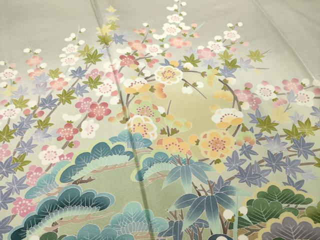 平和屋着物●十日町友禅作家　岡村蒼風　色留袖　松竹梅　ますいわ屋扱い　正絹　逸品　AABK6241ck