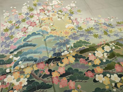 平和屋着物●十日町友禅作家　岡村蒼風　色留袖　松竹梅　ますいわ屋扱い　正絹　逸品　AABK6241ck