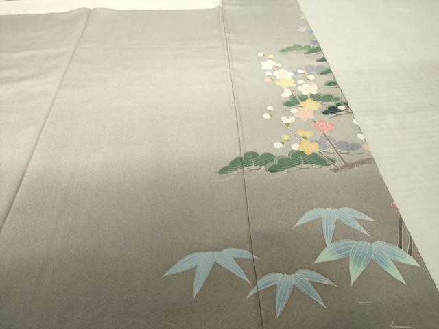 平和屋着物●十日町友禅作家　岡村蒼風　色留袖　松竹梅　ますいわ屋扱い　正絹　逸品　AABK6241ck
