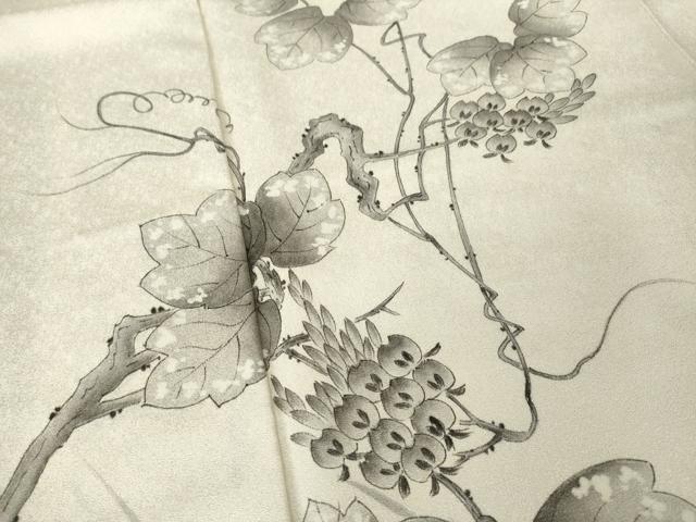 平和屋着物●訪問着　孝豊作　手描き　蔦の葉文　正絹　逸品　AABK6242ck