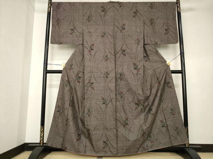 平和屋着物●本場大島紬　9マルキ　草花文　やまと誂製　正絹　逸品　AABK6243ck