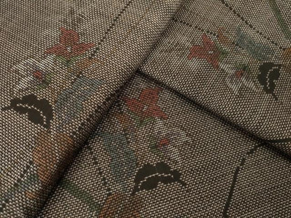 平和屋着物●本場大島紬　9マルキ　草花文　やまと誂製　正絹　逸品　AABK6243ck