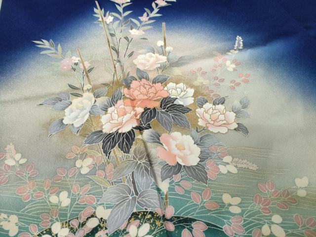 平和屋着物●訪問着　草花文　暈し染め　正絹　逸品　AABK6247ck