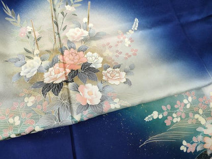 平和屋着物●訪問着　草花文　暈し染め　正絹　逸品　AABK6247ck