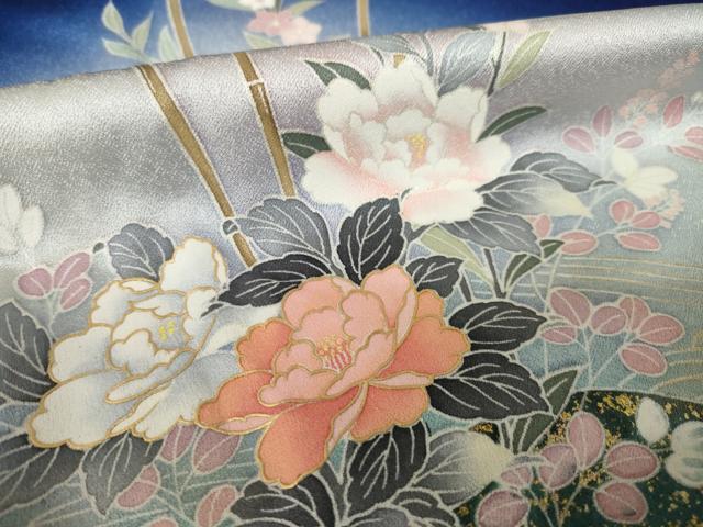 平和屋着物●訪問着　草花文　暈し染め　正絹　逸品　AABK6247ck