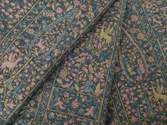 平和屋着物●上質な小紋　鳥獣更紗花文　正絹　逸品　AABK6248ck
