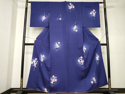 平和屋着物●上質な小紋　手描き　草花文　ほたる暈し　やまと誂製　正絹　逸品　AABK6253ck