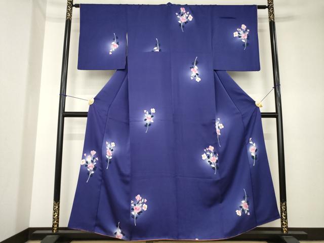 平和屋着物●上質な小紋　手描き　草花文　ほたる暈し　やまと誂製　正絹　逸品　AABK6253ck