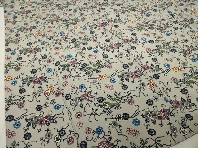 平和屋着物●本場琉球紅型　小紋　花唐草文　正絹　逸品　AABK6255ck