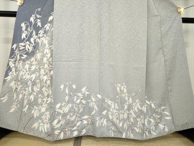 平和屋着物●訪問着　総手刺繍　草花文　暈し染め　正絹　逸品　AABK6256ck