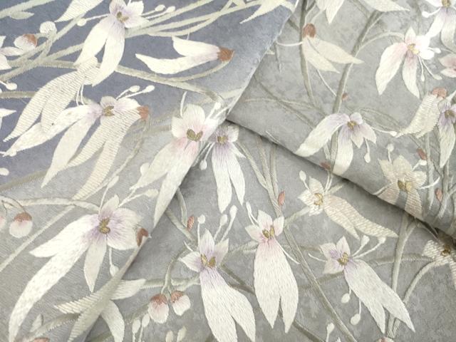 平和屋着物●訪問着　総手刺繍　草花文　暈し染め　正絹　逸品　AABK6256ck