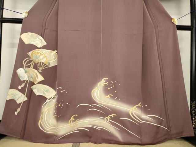 平和屋着物●豪華色留袖　駒刺繍　立波扇面吉祥文　鶴　暈し染め　金彩　正絹　逸品　AABK6259ck