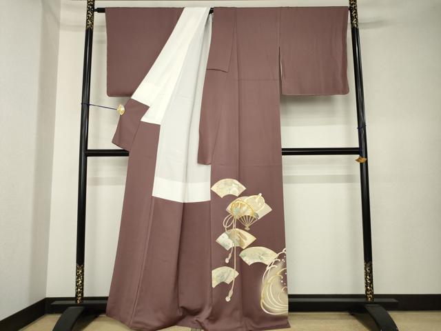 平和屋着物●豪華色留袖　駒刺繍　立波扇面吉祥文　鶴　暈し染め　金彩　正絹　逸品　AABK6259ck