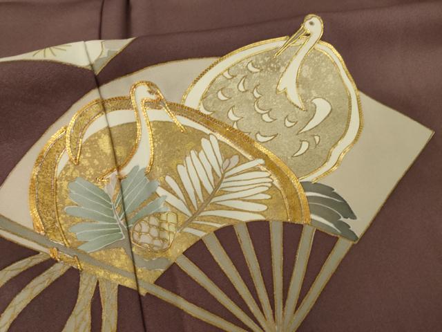 平和屋着物●豪華色留袖　駒刺繍　立波扇面吉祥文　鶴　暈し染め　金彩　正絹　逸品　AABK6259ck