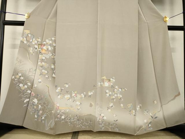 平和屋着物●豪華色留袖　駒刺繍　箔散らし吉祥花文　暈し染め　正絹　逸品　AABK6260ck